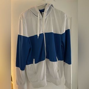 H&M zip up sweater white and blue